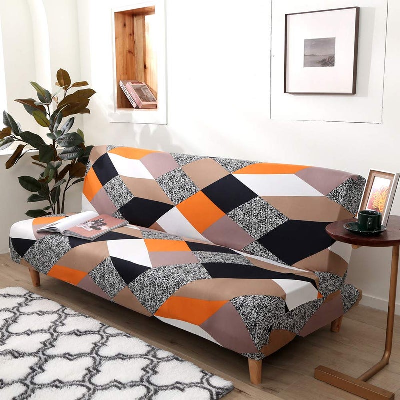 Cornasee Stretch Geometric Sofa Bed Cover Futon Slipcover,Full Folding Armless Sofa Covers Furniture Protector, Machine Washable (D) - Image 3